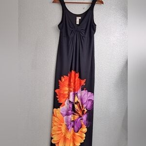 Emma & Michele Black Sleeveless Maxi Dress With Colorful Flowers    Size L